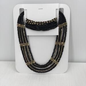 Skyline Collection Step into Style Black & Gold Beaded Necklace & Bracelet